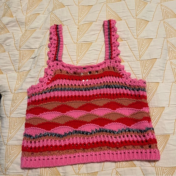 Cotton Emporium Crochet Crop Tank Top - Size Medium - Picture 4 of 7